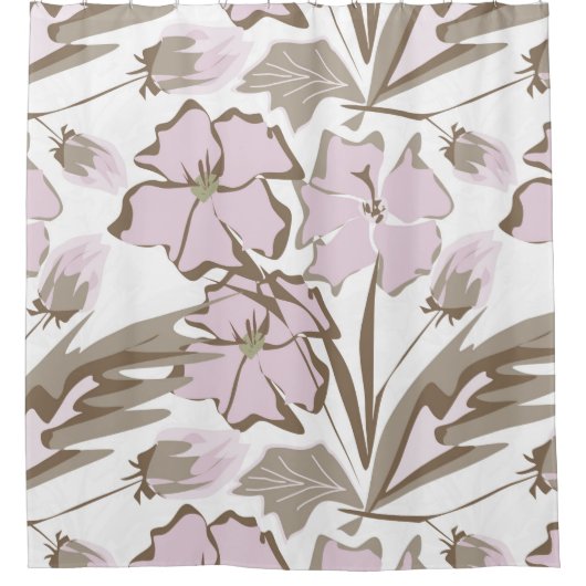 Rideaux De Douche Fleurs grises et lilas. (Devant)