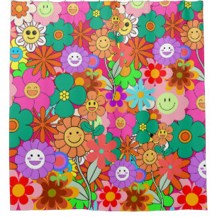 Rideaux De Douche Fleurs hippies Boho Super rétros
