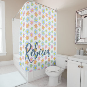 Rideaux De Douche Fleurs hippy pastel coloré girly les années 70 des