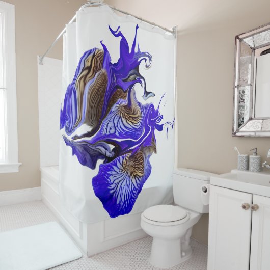 Rideaux De Douche Fleurs Iris Violets (En situation)