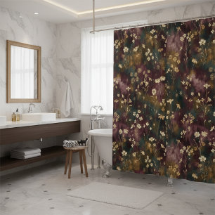 Rideaux De Douche Fleurs Japonaises Élégantes – Prune et Sarcelle Mé