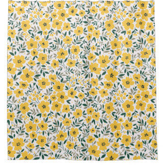 Rideaux De Douche Fleurs jaunes : moderne floral sans soudure.