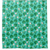Rideaux De Douche Fleurs Lys d'Eau Blanche & Motif Lily Pad (Devant)