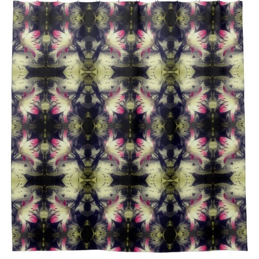 Rideaux De Douche Fleurs Lys Motif partiel noir et blanc (Devant)