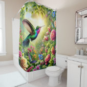 Rideaux De Douche Fleurs mignonnes Imaginaires Arc-en-ciel Colibri (En situation)