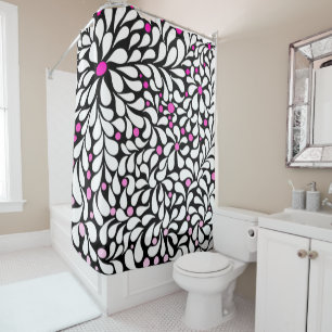 Rideaux De Douche Fleurs modernes audacieuses avec ombre rose