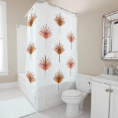 Rideaux De Douche Fleurs modernes du milieu du siècle Orange (En situation)