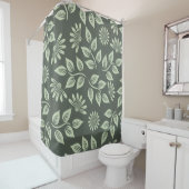 Rideaux De Douche Fleurs motif vert printemps (En situation)