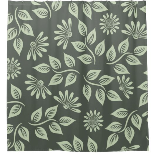 Rideaux De Douche Fleurs motif vert printemps (Devant)