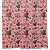 Rideaux De Douche Fleurs motifs et feuilles flamands roses (Devant)