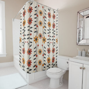 Rideaux De Douche Fleurs neutres Boho