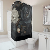 Rideaux De Douche Fleurs noires et blanches (En situation)