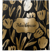 Rideaux De Douche Fleurs noires et dorées (Devant)