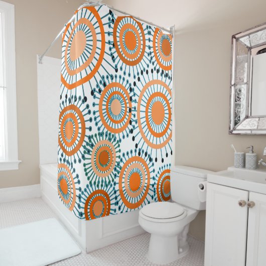 Rideaux De Douche Fleurs orange (En situation)