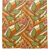 Rideaux De Douche Fleurs Orange Blanches Élégantes Et Fleurs (Devant)