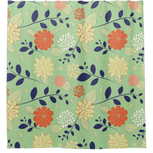 Rideaux De Douche Fleurs Oranges Et Beiges (Devant)