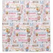 Rideaux De Douche Fleurs peintes avec nom et collage Monogramme (Devant)