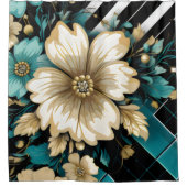 Rideaux De Douche Fleurs Plaid Beige Bleu (Devant)