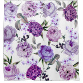 Rideaux De Douche Fleurs pourpres lilas violettes Girly élégantes (Devant)