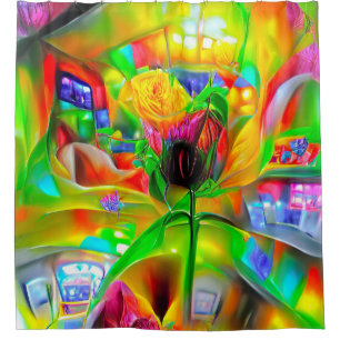Rideaux De Douche Fleurs psychédéliques Abstraites