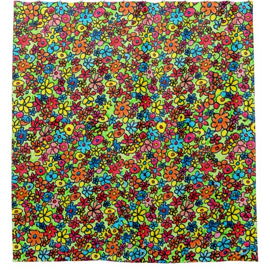 Rideaux De Douche Fleurs rétro (Devant)