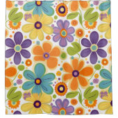 Rideaux De Douche Fleurs rétro Lilac orange et vert (Devant)