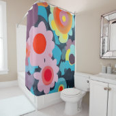 Rideaux De Douche Fleurs rétro mod (En situation)