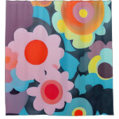 Rideaux De Douche Fleurs rétro mod (Devant)