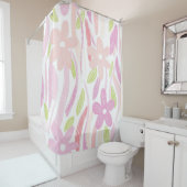 Rideaux De Douche Fleurs Rétro Pastel (10) (En situation)