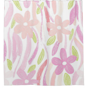 Rideaux De Douche Fleurs Rétro Pastel (10)