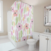 Rideaux De Douche Fleurs Rétro Pastel (5) (En situation)