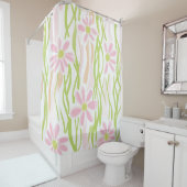 Rideaux De Douche Fleurs Rétro Pastel (8) (En situation)