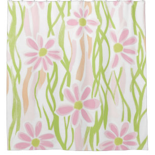 Rideaux De Douche Fleurs Rétro Pastel (8)