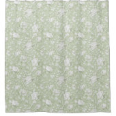 Rideaux De Douche Fleurs romantiques vertes et blanches   (Devant)