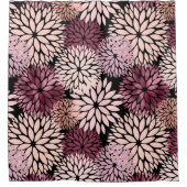 Rideaux De Douche Fleurs roses bleues bordeaux (Devant)