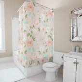 Rideaux De Douche Fleurs Roses d'aquarelle en rose et en rose (En situation)