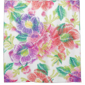 Rideaux De Douche Fleurs roses et violettes Motif D6 (Devant)