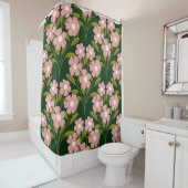 Rideaux De Douche Fleurs roses Sage Vert Feuille motif (En situation)