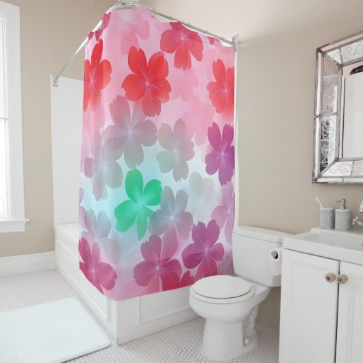 Rideaux De Douche Fleurs roses Sakura Abstrait (En situation)