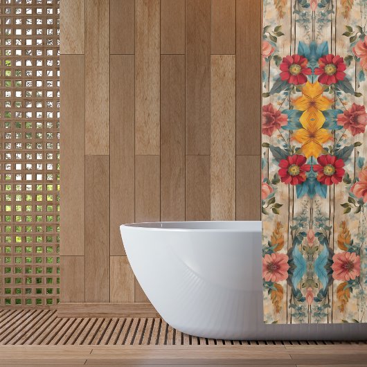 Rideaux De Douche Fleurs rustiques colorées