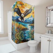 Rideaux De Douche Fleurs sauvages de la rivière Bald Eagle au couche (En situation)