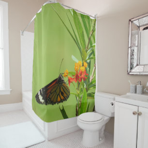Rideaux De Douche Fleurs sauvages et papillon