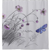 Rideaux De Douche Fleurs sauvages et papillon (Devant)