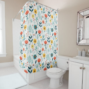 Rideaux De Douche Fleurs sauvages Motif coloré