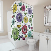 Rideaux De Douche Fleurs Scandi (En situation)