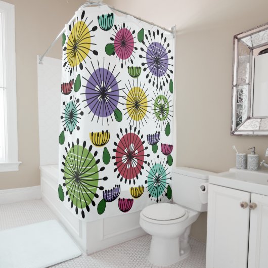 Rideaux De Douche Fleurs Scandi (En situation)