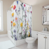 RIDEAUX DE DOUCHE FLEURS SÉCHÉES FLEUR SAUVAGE FLORAL ESTHÉTIQUE (En situation)