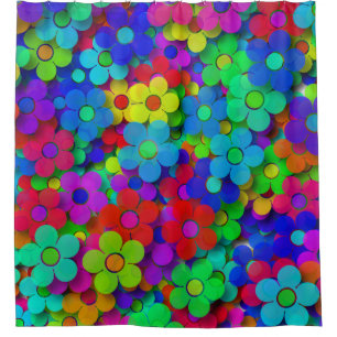 Rideaux De Douche Fleurs super d'arc-en-ciel