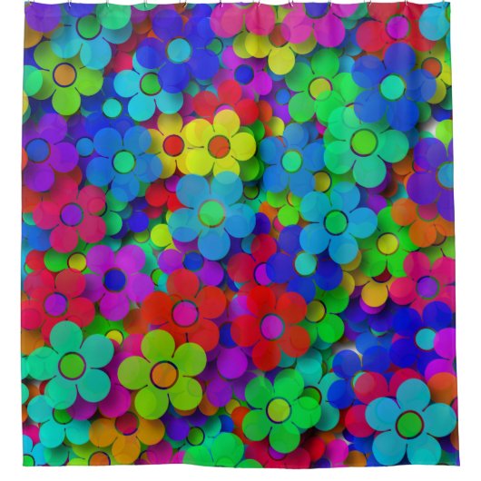 Rideaux De Douche Fleurs super d'arc-en-ciel (Devant)