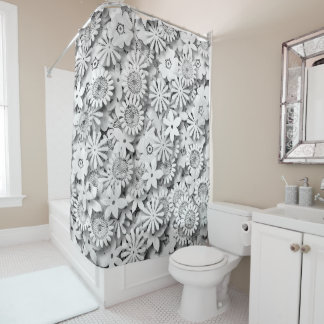 Rideaux De Douche Fleurs super Jardin Monocrome